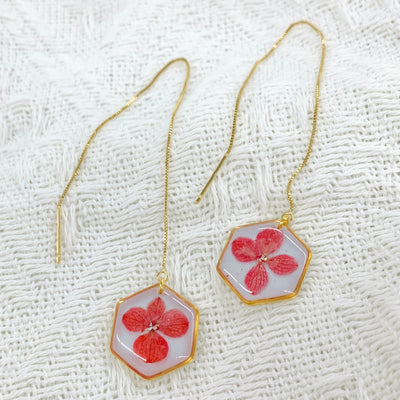 Grade B Earrings - Mini Red Hydrangea