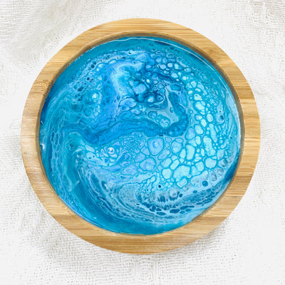 Seascape Inspired Bamboo Trinket Tray 12cm- Ying Yang